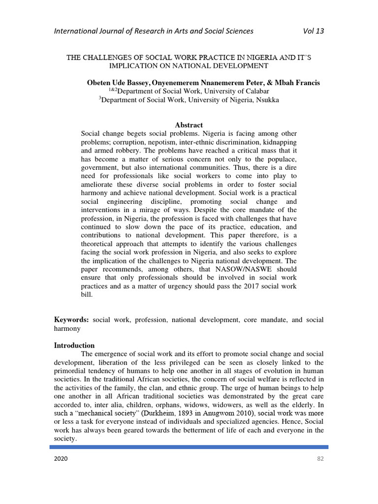 Challenges of Social Work in Nigeria | PDF | Social Work | Psychotherapy