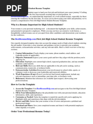 First Job High School Student Resume Template