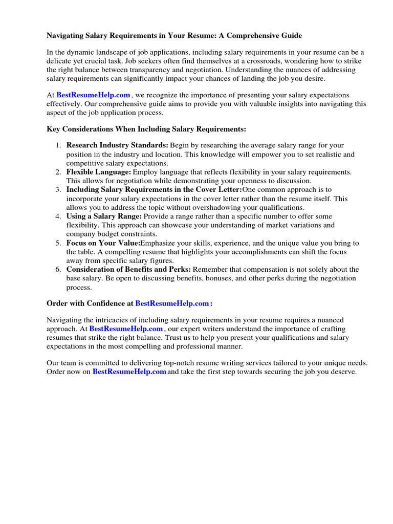 Including Salary Requirements in Cover Letter | PDF | Cost Of Living ...
