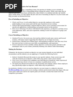 Do You Need an Objective on Your Resume