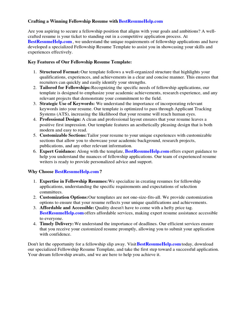 Fellowship Resume Template Guide | PDF | Résumé | Data