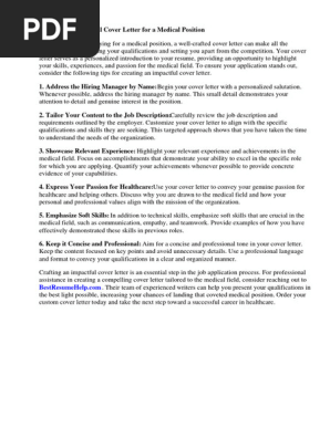 Cover Letter for a Medical Office Assistant