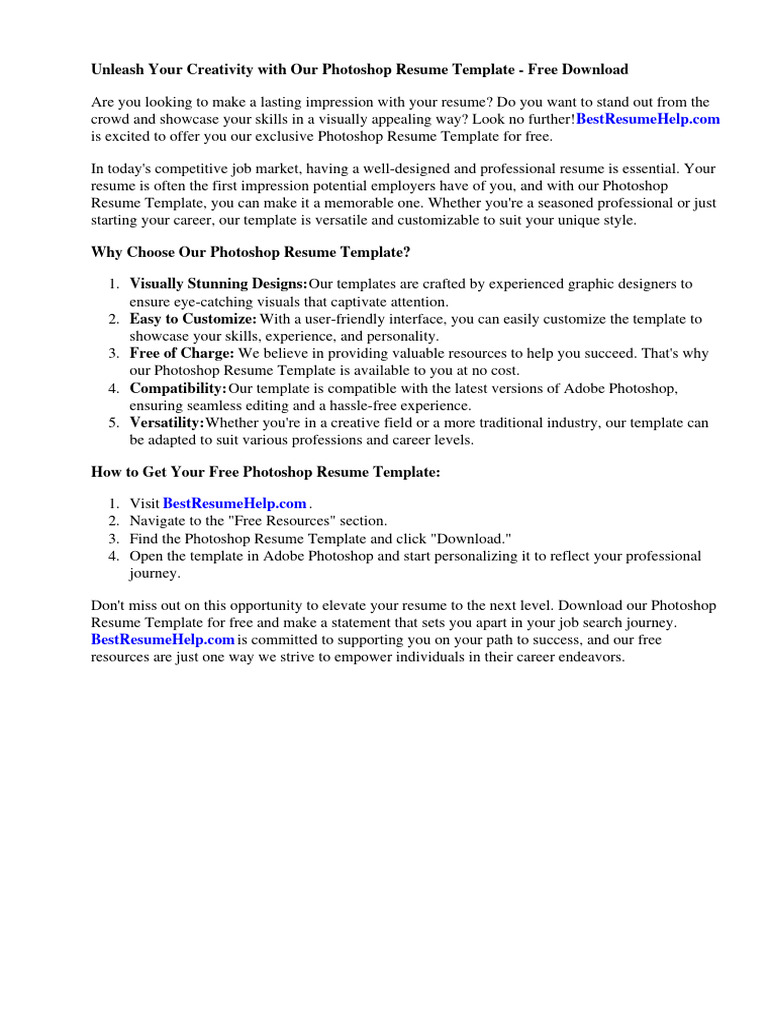 Free Photoshop Resume Template Download | PDF | Adobe Photoshop | Résumé