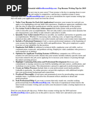 Resume Writing Tips 2019