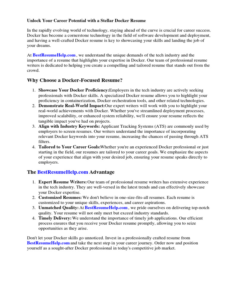 Docker Resume Pdf Résumé Forklift