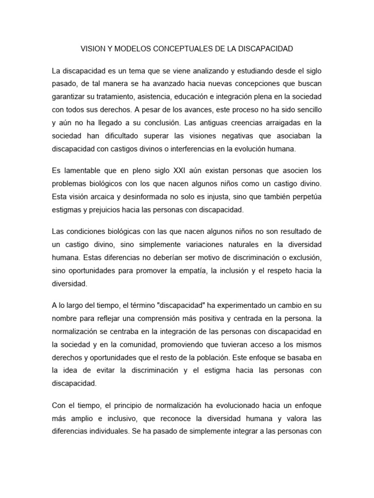 Evolución de la Discapacidad y Inclusión | PDF | Invalidez | Inclusión ...