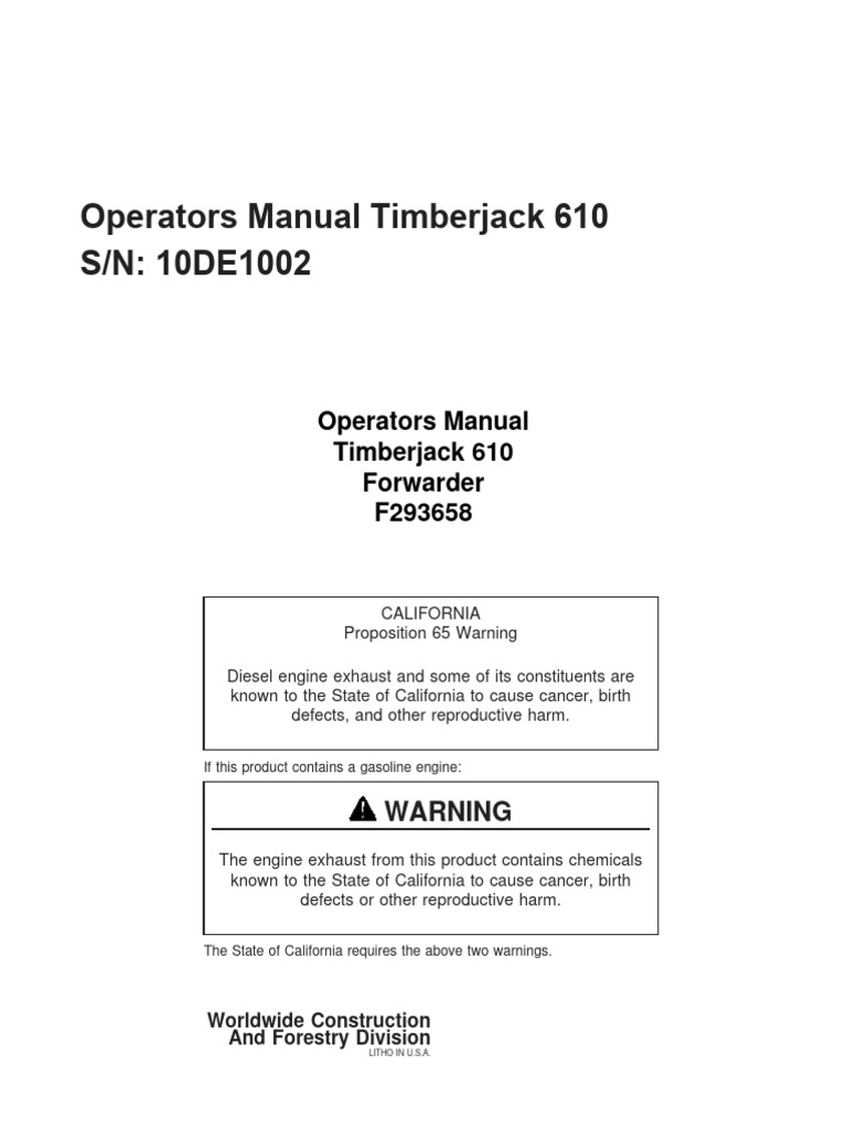 Timberjack 610 Operator's Manual | PDF