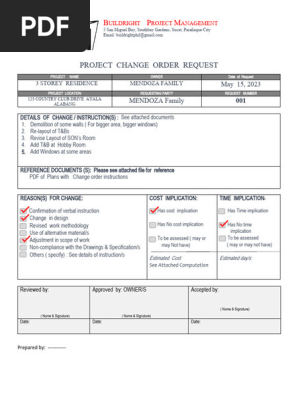 CHANGE ORDER  001