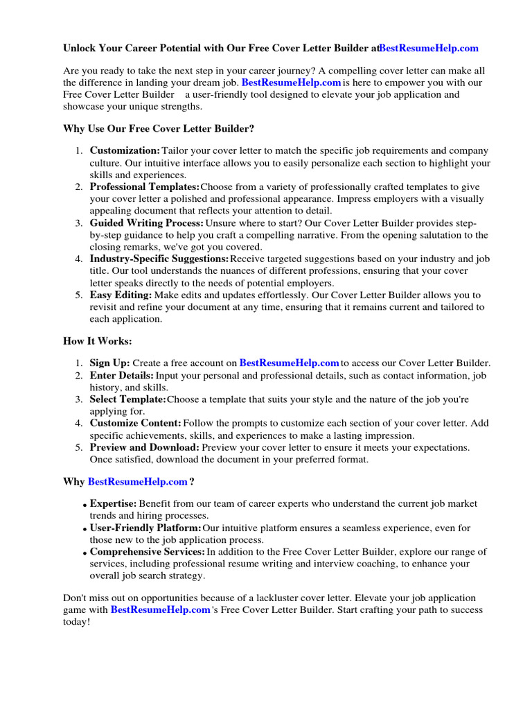 Free Cover Letter Builder | PDF | Résumé | Http Cookie