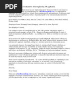 Sample Cover Letter For Engineering Position