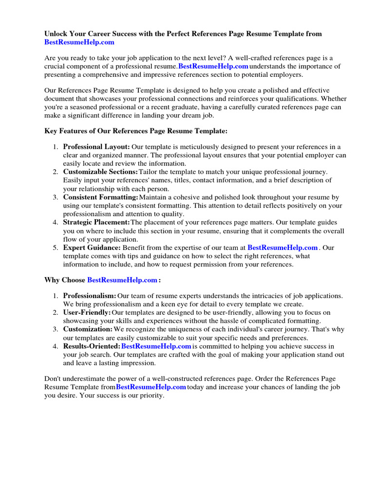 References Page Resume Template PDF Résumé Http Cookie