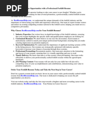 Forklift Resume Examples