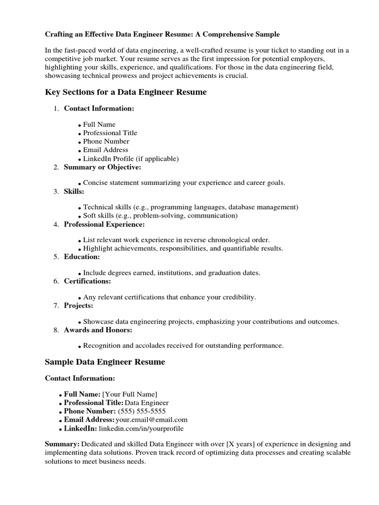 Data Engineer Resume Crafting Guide | PDF | Résumé | Data
