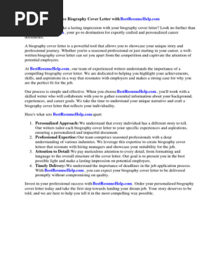 Biography Cover Letter