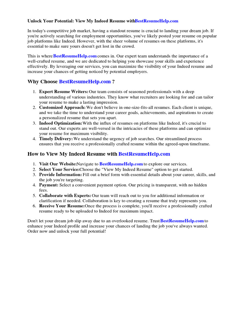 View My Indeed Resume Download - 1717669066