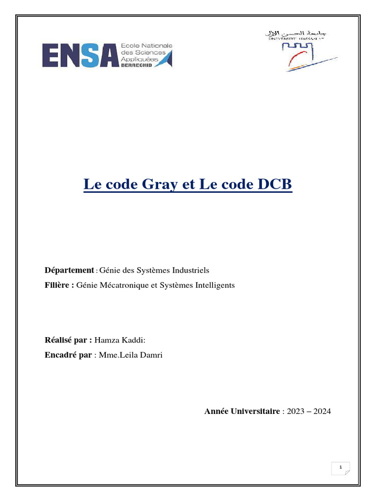 Code Gray et DCB : Concepts et Exercices | PDF | Décimal codé binaire ...