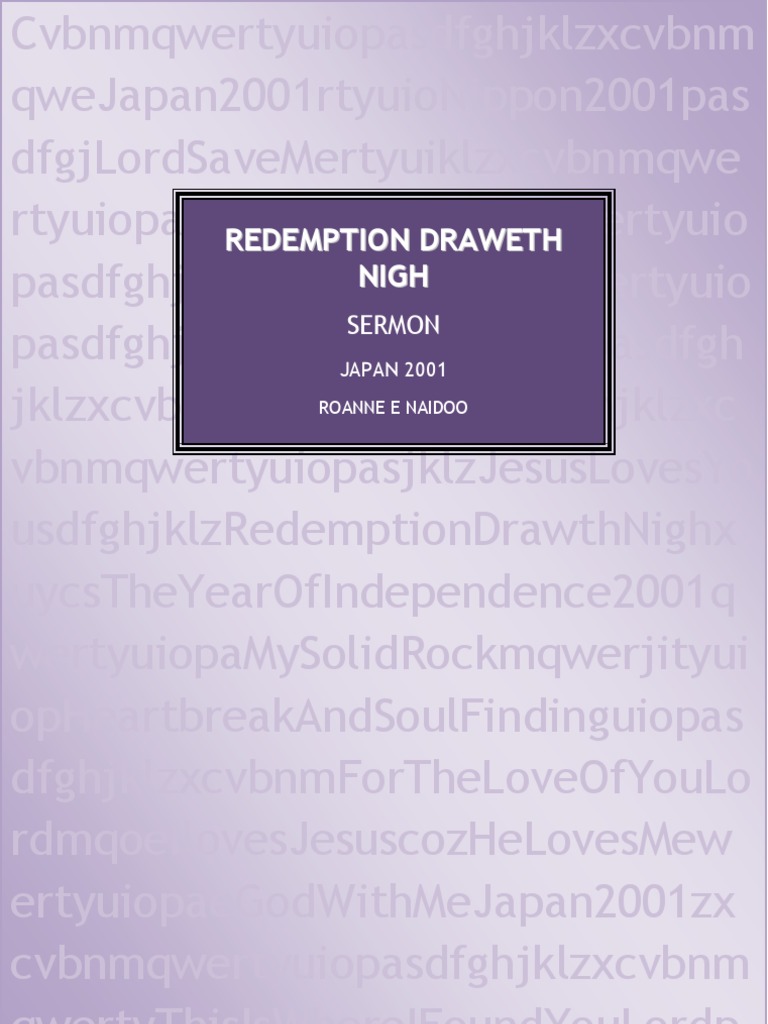 Redemption Draweth Nigh Sermon Japan 2001 PDF Sermon Salvation