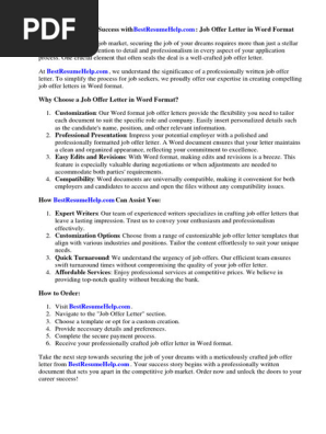 Job Offer Letter in Word Format