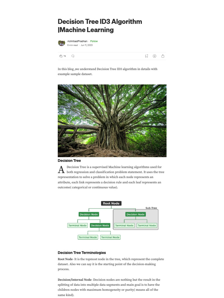 Decision Tree ID3 Algorithm - Machine Learning - by AshirbadPradhan ...