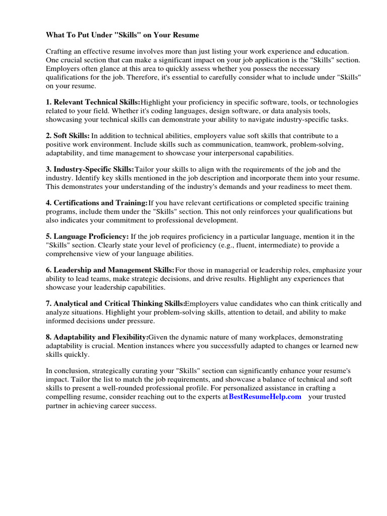 DO YOU EXPLAIN YOUR SKILLS ON A RESUME visual data 2