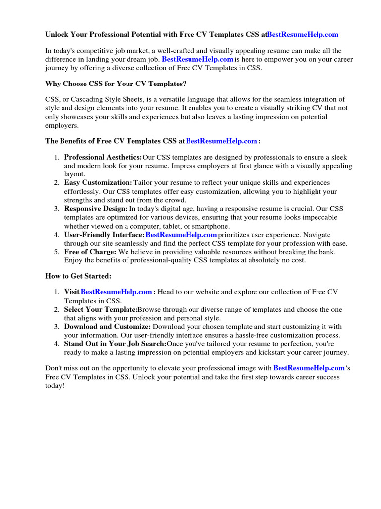 Free CV Templates Css | PDF | Bootstrap (Front End Framework) | Résumé