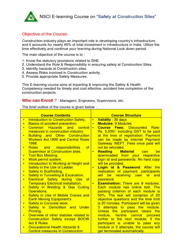 Construction Safety E-learning Course | PDF | Payments | Banks