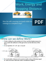 Work Energy and Stopping Distance