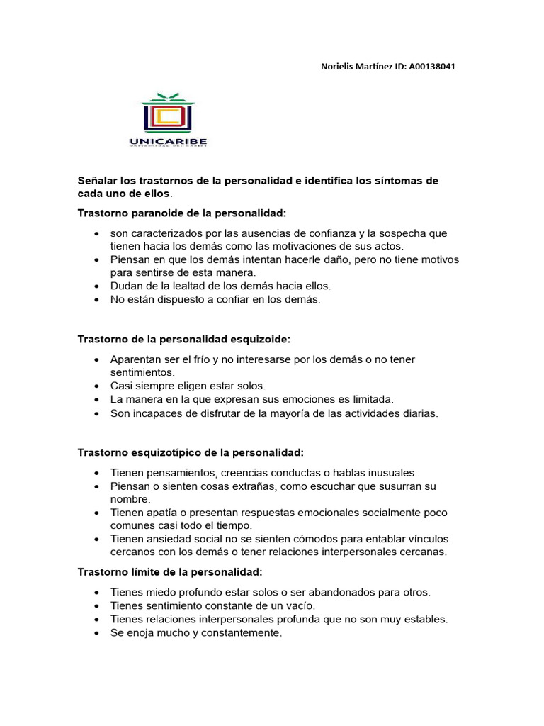 Trastornos De La Personalidad Pdf