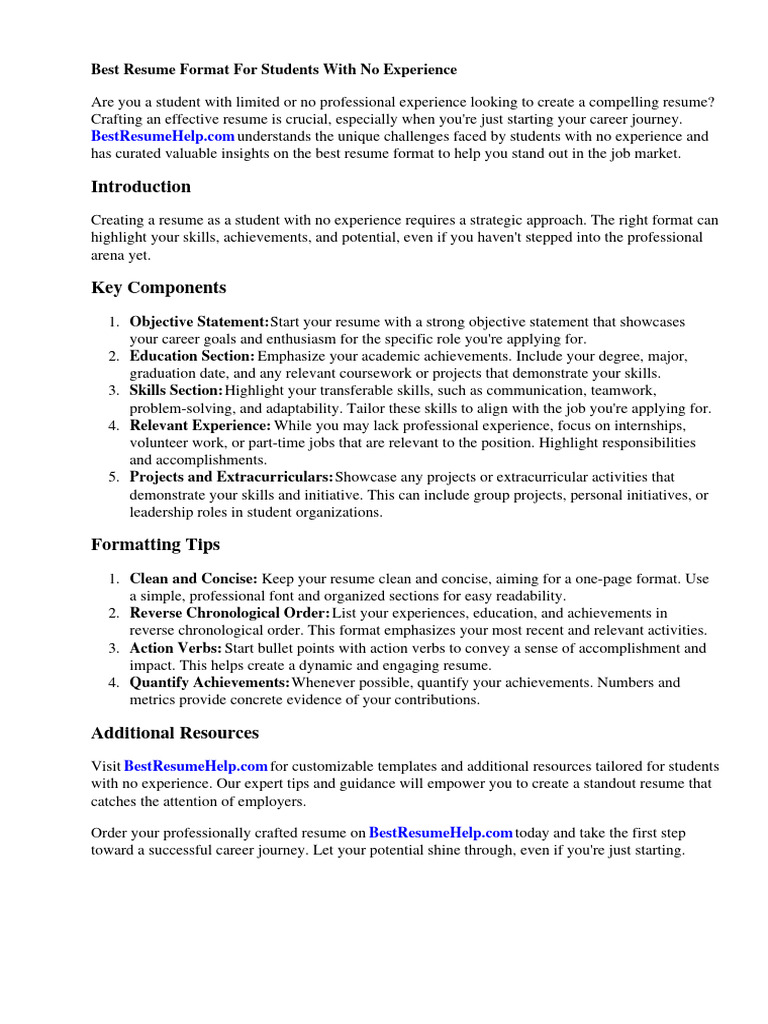 resume format pdf free download for freshers with no experience