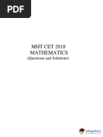 MHT CET 2018 Mathematics: (Questions and Solutions)