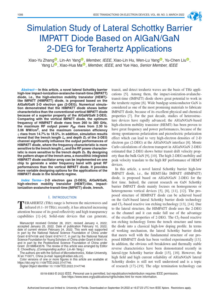 Simulation Study of Lateral Schottky Barrier IMPATT Diode Based On ...