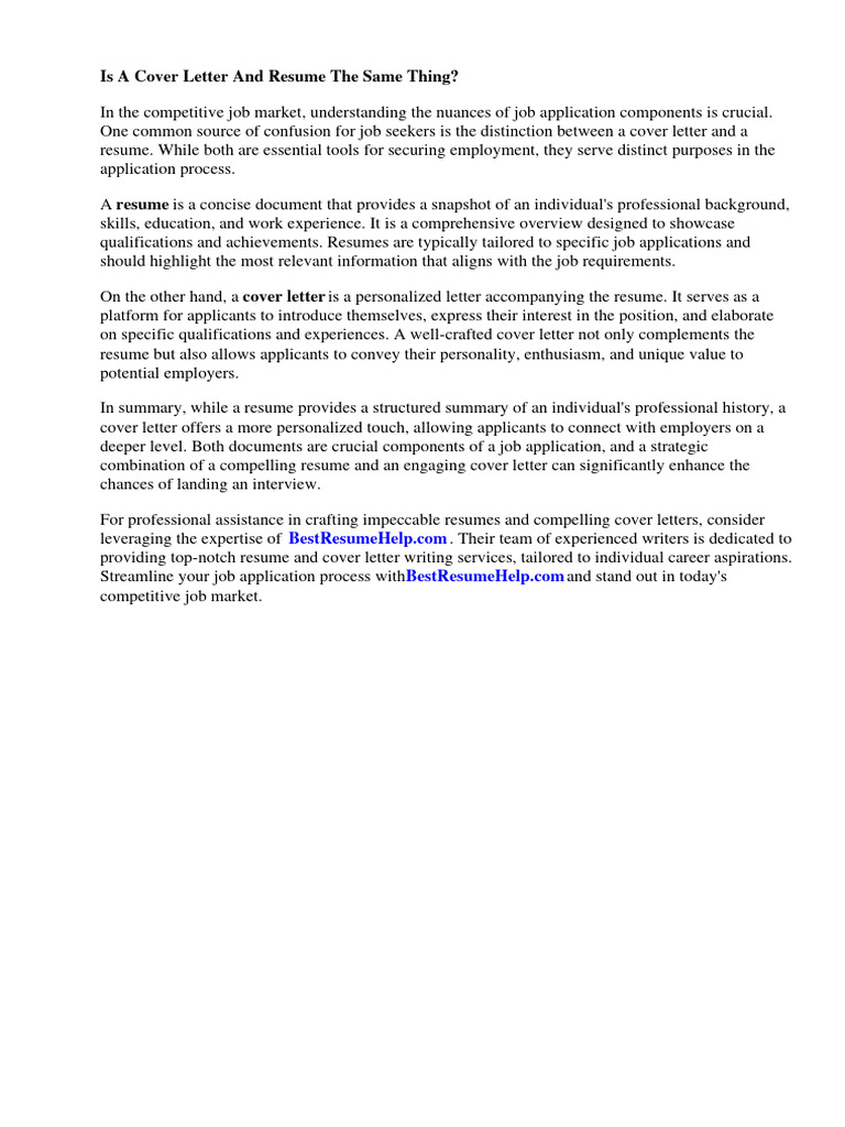 Is a Cover Letter and Resume the - 1711981378
