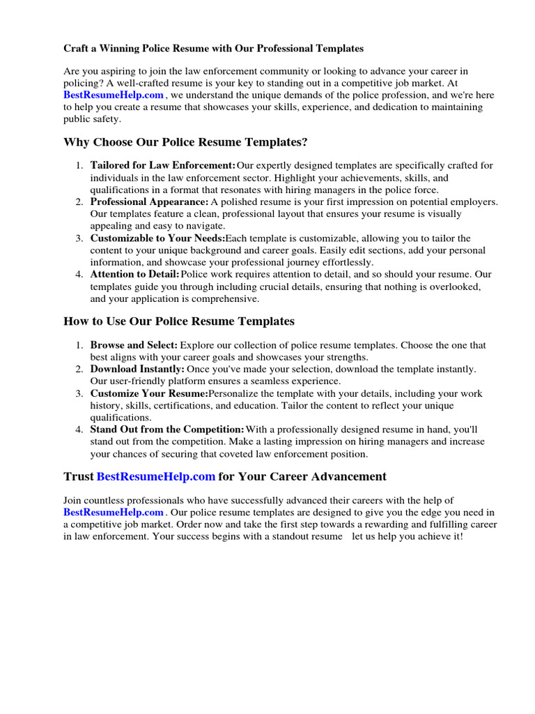 Police Resume Template | PDF | Résumé | Police