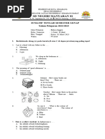 Soal STS 2 Bahasa Inggris Kelas 1