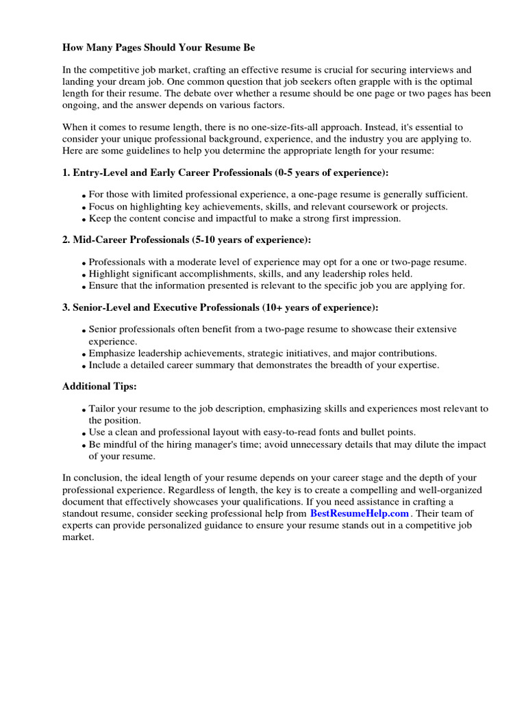 How Many Pages Should Your Resume Be PDF Résumé Recruitment