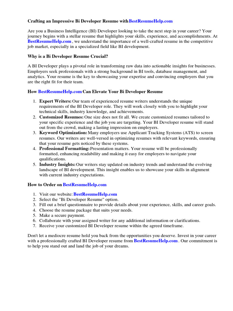 BI Developer Resume Crafting Guide | PDF | Business