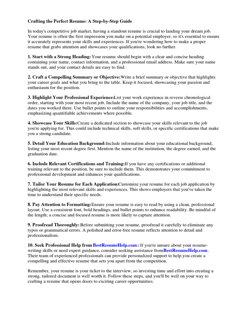 Step-by-Step Resume Crafting Guide | PDF | Résumé | Proofreading