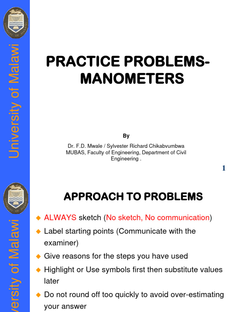 Manometer Practice Problems Guide | PDF