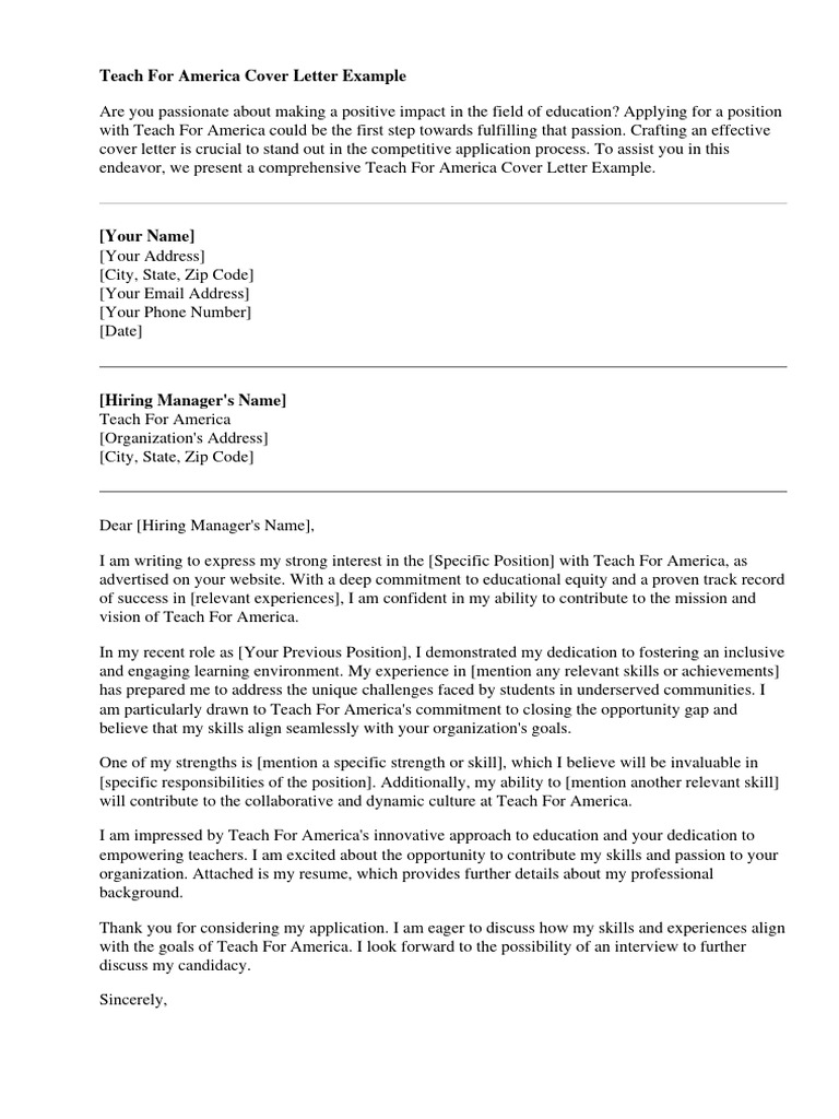 Teach for america cover letter example pdf r sum teachers