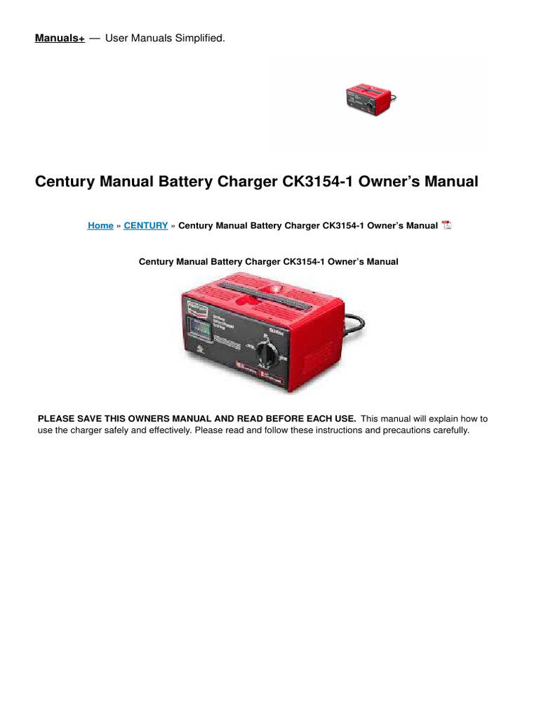 Century CK3154-1 Charger Manual | PDF | Battery Charger | Rechargeable ...