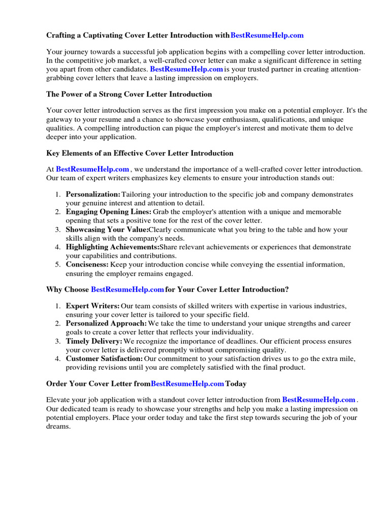 Cover Letter Introduction | PDF | Résumé | Http Cookie