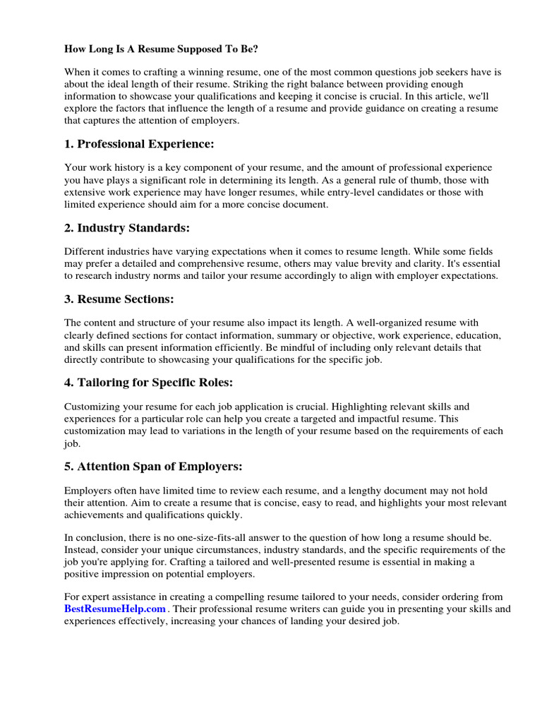 How Long Is A Resume Supposed To - 1