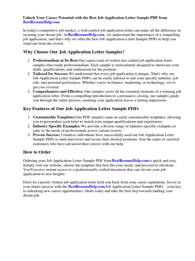 SAMPLE APPLICATION LETTER FOR JOB PDF intelligence overview