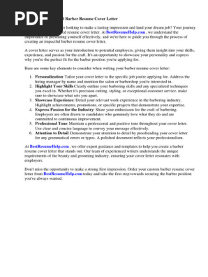 Barber Resume Cover Letter