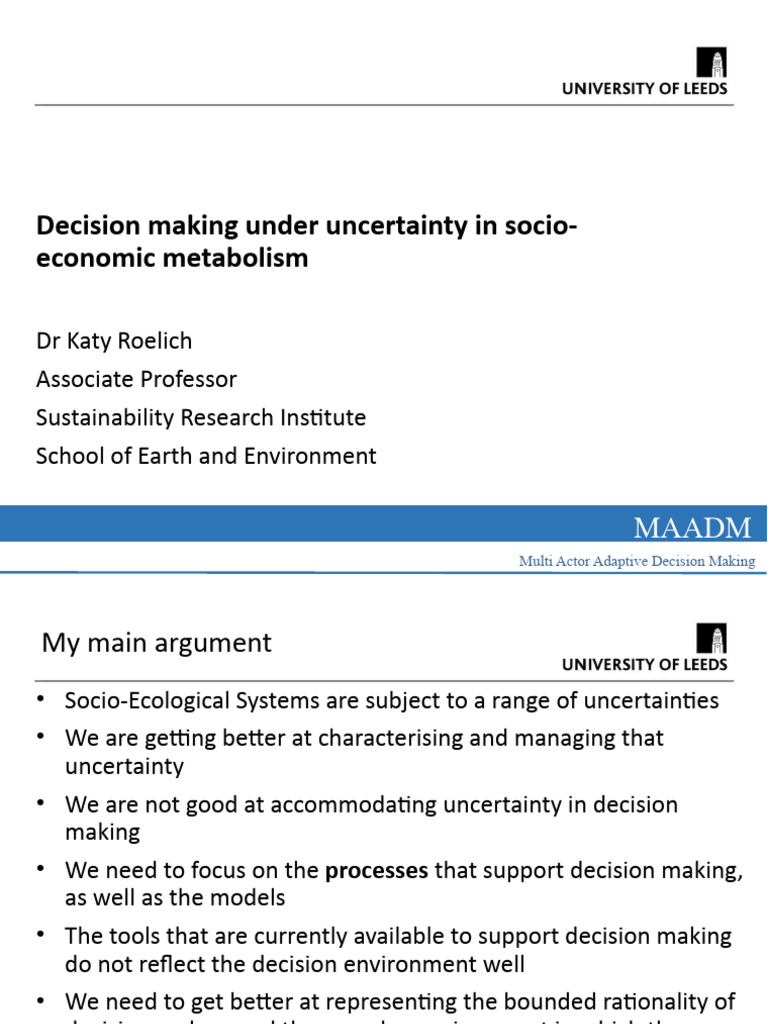 Decision Making Under Uncertainty SEM - Katy Roelich | PDF | Decision ...