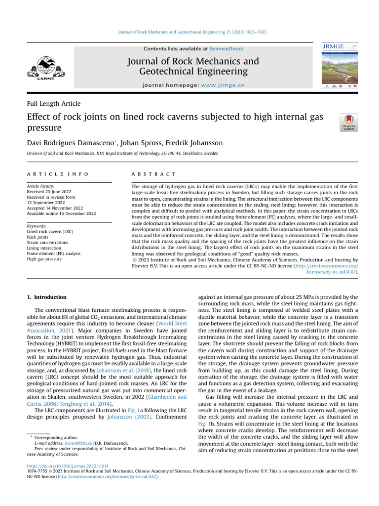 Effect of Rock Joints On Lined Rock Caverns - 2023 - Journal of Rock ...