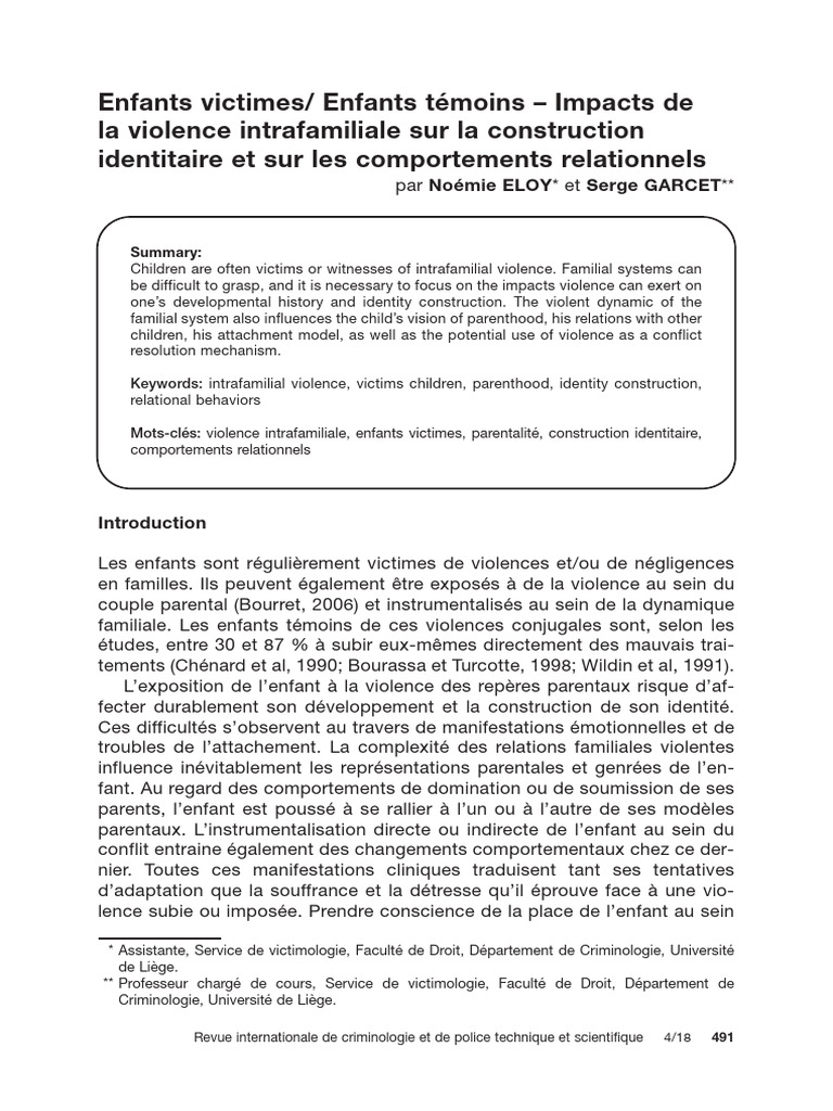 Impact de la violence sur les enfants victimes | PDF | La violence ...