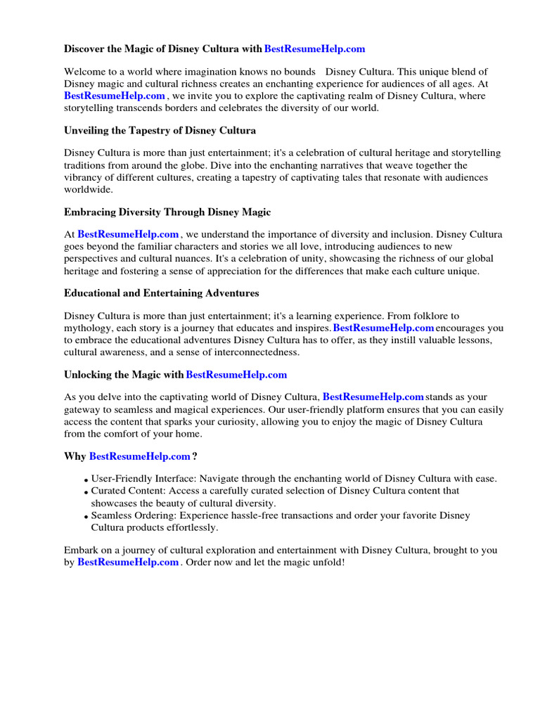 Disney Cultural Exchange Program Cover Letter | PDF
