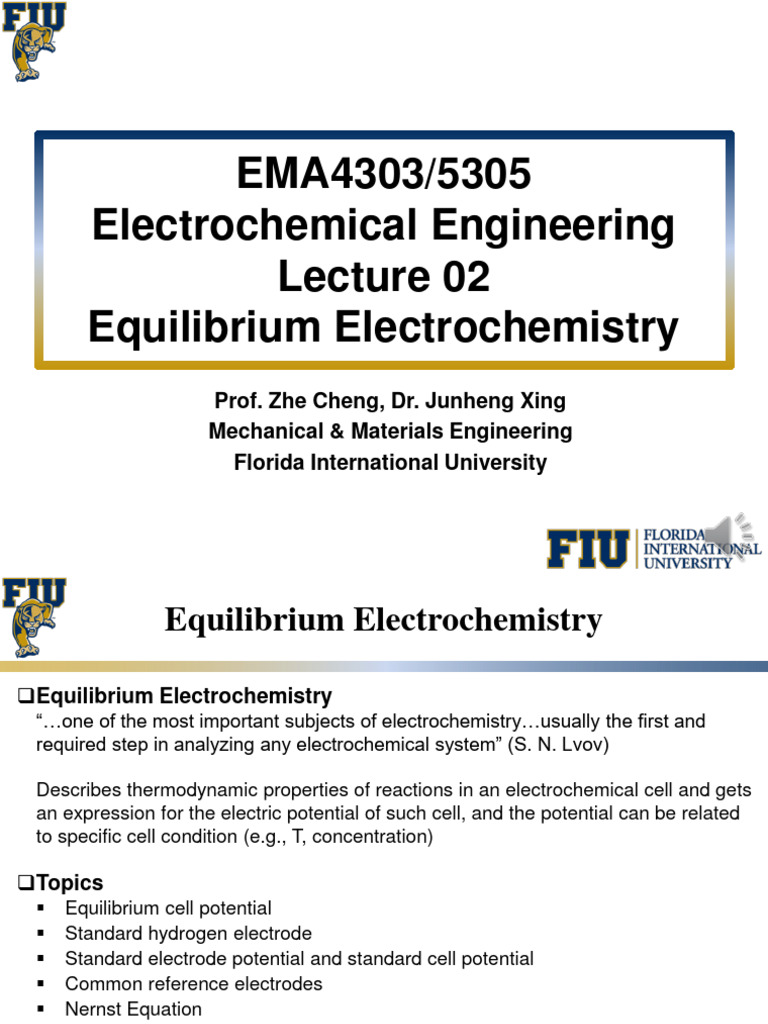 Equilibrium Electrochemistry Overview | PDF | Electrochemistry | Redox