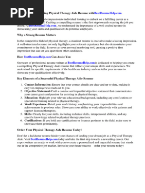 Physical Therapy Aide Resume